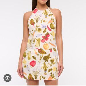 NWT. Veggie Vegetable Print Halter Mini Dress. Abercrombie. Medium